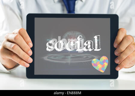 Social against medical interface in black and blue Stock Photo