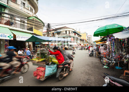 Street scene in Phnom Penh, Cambodia, Asia. Stock Photo