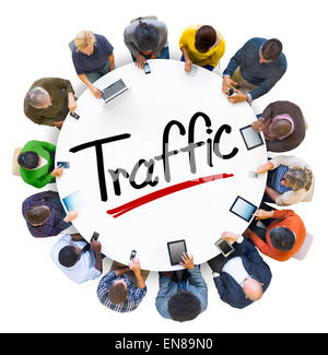 Aerial View of People and Web Traffic Concepts Stock Photo