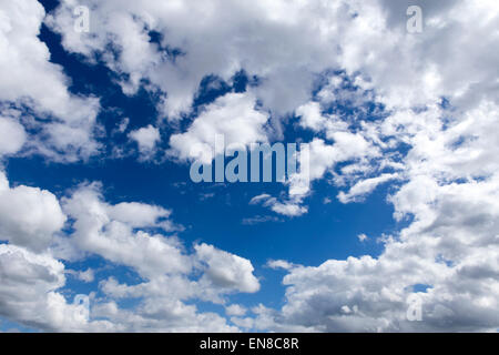 white clouds in a deep blue sky Stock Photo
