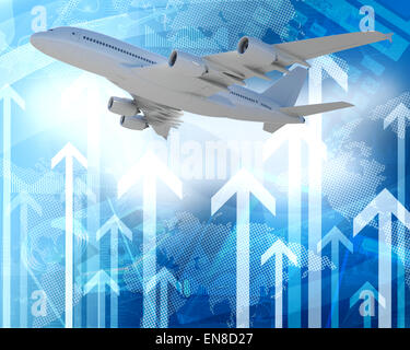 Bottom view of jet with arrows up Stock Photo