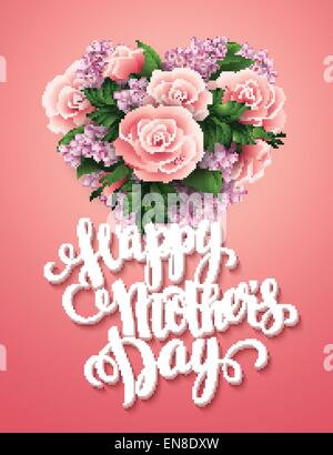 Happy Mothers Day. Card with beautiful flowers. Vector illustration EPS 10 Stock Vector