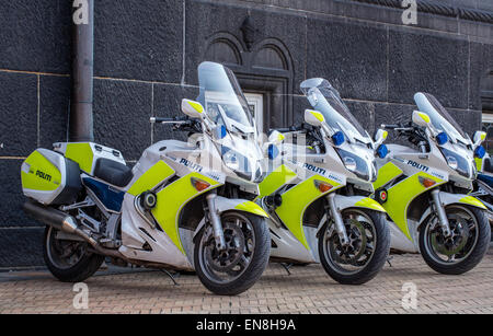 Parked police motorbikes, Denmark Stock Photo