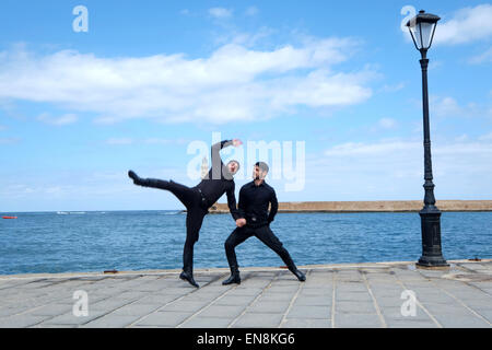 Pentozali, the Traditional Dance of Crete, Chania,Greece Stock Photo