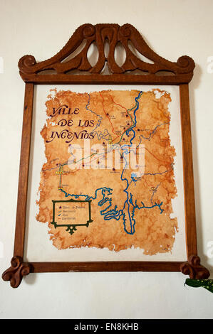 Vertical view of an old hand drawn map at Valle de los Ingenios. Stock Photo