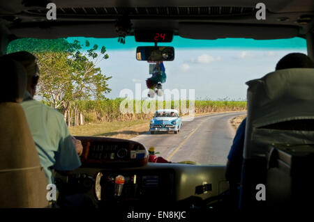 Horizontal view driving through the sugar cane fields at Valle de los Ingenios. Stock Photo