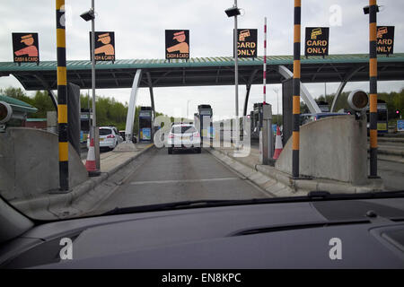 approaching M6 toll road booth motorway england uk Stock Photo - Alamy