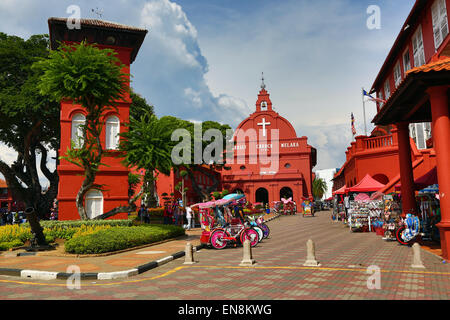 Christ Church in Dutch Square, known as Red Square, in Malacca, Malaysia Stock Photo