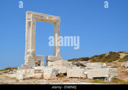 Naxos Greek island, 'portara' ancient Greek temple door - marbles Stock Photo