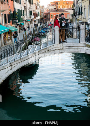 Visitors & locals enjoy Venice, Italy, the City of Canals Stock Photo