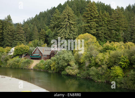 The Highland Dell Lodge on the Russian River in Monte Rio California. Stock Photo