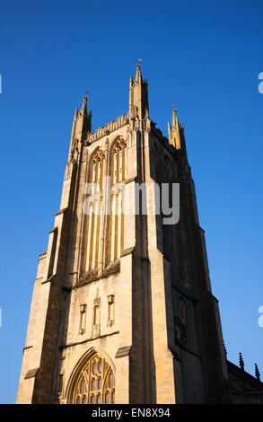 St Cuthberts church in late afternoon sunlight. Wells, Somerset, England Stock Photo