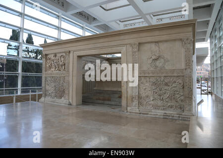 Italy. Rome. Ara Pacis Augustae. Altar dedicated to Pax. 13-9BC. Facade. East front. Stock Photo