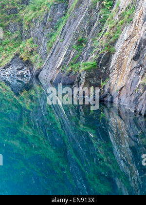 Deep, clear quarry pools on the Isle of Easdale, Argyll, Scotland. Stock Photo