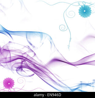 Colorful smoke and floral pattern Stock Photo