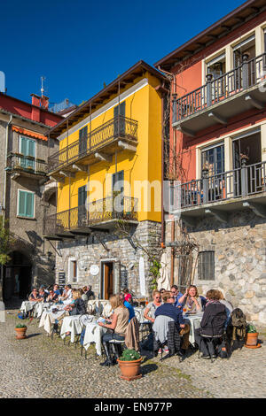 Outdoor cafe in Varenna, Lombardy, Italy Stock Photo