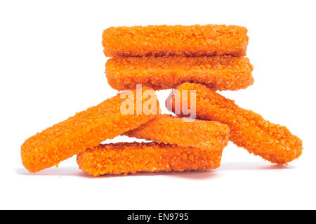 some fish sticks on a white background Stock Photo