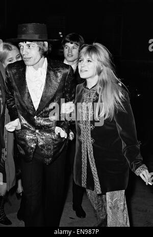 Mick Jagger of The Rolling Stones and Marianne Faithfull at the Stock ...