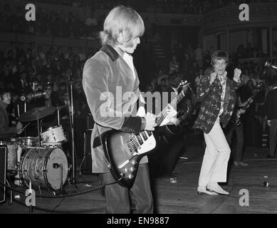 The Rolling Stones at The Royal Albert Hall, their first British Tour in a year. Left to right: Charlie Watts, Brian Jones, Keith Richards, Mick Jagger and Bill Wyman 23rd September 1966 Stock Photo