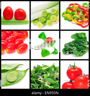 a collage of nine pictures of different vegetables Stock Photo