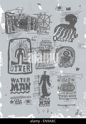 Marine symbols Stock Vector
