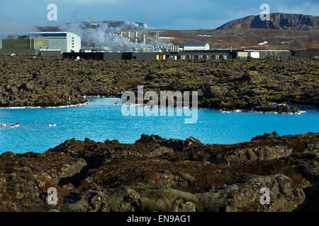 Geothermal bath Blue Lagoon in West Iceland Stock Photo