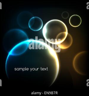 Blue light effects on round placeholder for your text on dark background. EPS10 Stock Vector