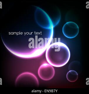 Blue light effects on round placeholder for your text on dark background. EPS10 Stock Vector