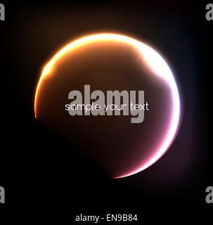 Blue light effects on round placeholder for your text on dark background. EPS10 Stock Vector