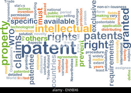 Background concept wordcloud illustration of patent Stock Photo