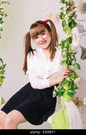 Young girl in school cloths Stock Photo