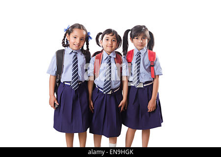 3 indian kids friends School Student enjoy Stock Photo