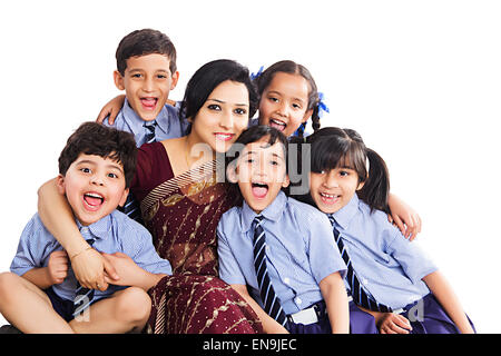 indian group kids Student and teacher enjoy Stock Photo