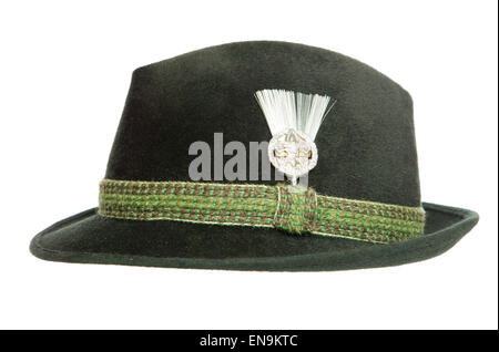 Green Tyrolean Ocktoberfest Bavarian hat cutout Stock Photo