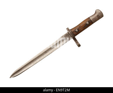 Antique Aged World War Bayonet Knife Isolated on White Background. Stock Photo