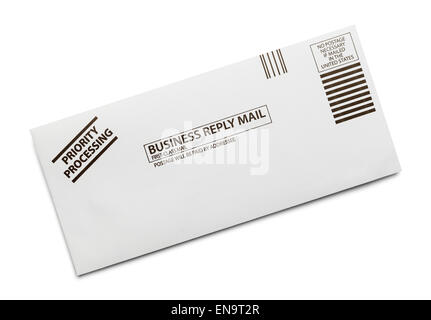 Business Reply Mail Envelope Isolated on White Background. Stock Photo