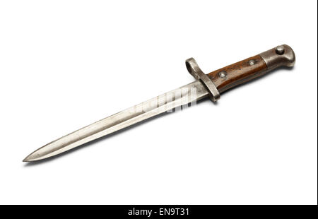 Antique Aged World War Bayonet Knife Isolated on White Background. Stock Photo