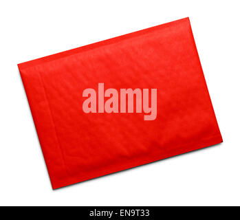 Red Bubble Envelope with Copy Space Isolated on White Background. Stock Photo