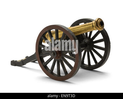 Old Civil War Cannon Isolated on White Background. Stock Photo