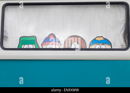 Stickers on a Volkswagen Camper van South park Stock Photo