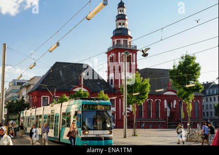 St. Sebastian church and old guild hall, market square, Mannheim, Baden-Wurttemberg, Germany Stock Photo