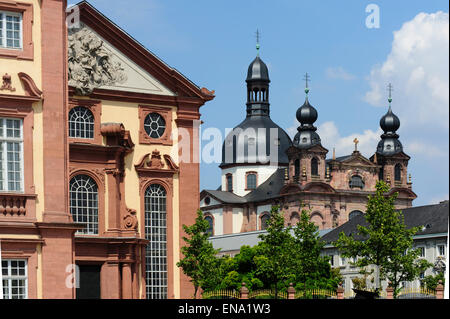 Palace church and Jesuit church, Mannheim, Baden-Wurttemberg, Germany Stock Photo