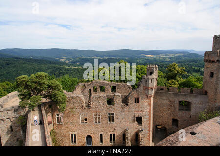 Auerbach Castle, castle ruins, overlooking Odenwald, Bensheim, Bergstrasse, Hesse, Germany Stock Photo