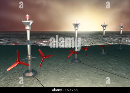 Tidal energy: generator in the ocean Stock Photo - Alamy