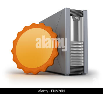 Server Case with label on white Stock Photo