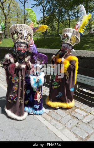 Chinelos dancers at Cinco de Mayo parade on Central Park West in NYC. Stock Photo