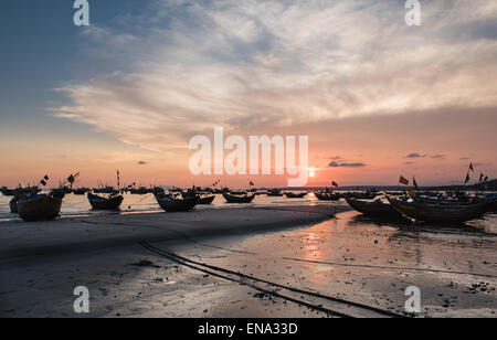 Mui Ne Fishing Village At Sunset Stock Photo