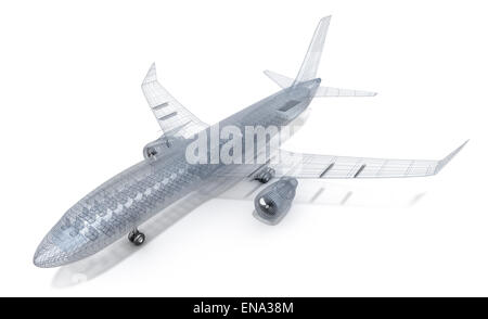 Airplane wire model , isolated on white. Stock Photo