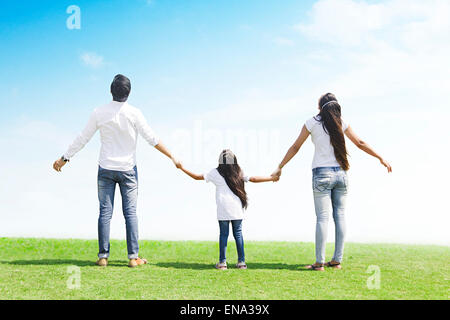 indian Parents and  daughter park enjoy Stock Photo