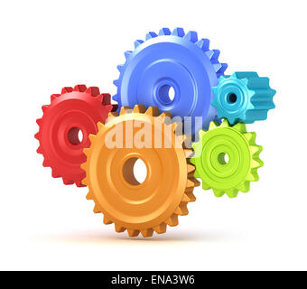 Colorful gear shift, isolated 3D concept Stock Photo